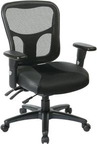 img 4 attached to 💺 Highly Comfortable and Adjustable Office Star Manager Chair with Breathable ProGrid Back, Leather and Mesh Seat, and Nylon Base