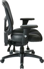 img 2 attached to 💺 Highly Comfortable and Adjustable Office Star Manager Chair with Breathable ProGrid Back, Leather and Mesh Seat, and Nylon Base