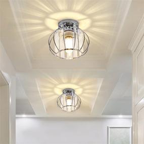 img 2 attached to Sleek Silver Semi Flush Mount Ceiling Light Fixture: Enhance Your Space with Modern Metal Chrome Pendant Light, Antique Chandelier Crystal Ceiling Lamp, Ideal Farmhouse Lighting for Hallway, Kitchen Island, Porch, Corridor, Bedroom, Bar