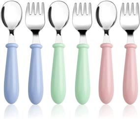 img 4 attached to 🍴 Set of 6 Stainless Steel Toddler Utensils - Baby Forks and Spoons - Kids Silverware and Children's Flatware - Round Handle Cutlery Set for LunchBox - Includes 3 Safe Forks and 3 Children's Spoons