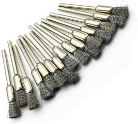 img 4 attached to 🔧 Luo ke 15 Pcs Pen Shape Stainless Steel Wire Brushes Wheel 1/8'' Mandrel Rust Removal & Polishing Tool Set for Dremel Rotary Tool