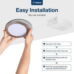 img 1 attached to 💡 Amico 6-Pack 6-inch 5CCT Ultra-Thin LED Recessed Ceiling Light J-Box - Ideal for Industrial Electrical Purposes