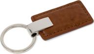 🔑 exquisite brown leather rectangle genuine keychain – stylish and durable logo