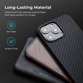 img 1 attached to 📱 PITAKA Magnetic Case for iPhone 13 Pro Max-6.7 Inch [MagEZ Case 2] Premium Aramid Fiber, Ultra Slim Phone Cover with Enhanced 3D Grip Touch - Black/Grey (Twill)