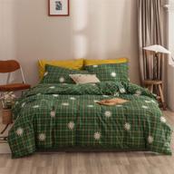 🌿 sleepymoon 100% natural washed cotton duvet cover set: king size, vintage floral print, dark green, 3-piece set logo