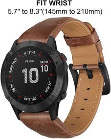 img 3 attached to TRUMiRR 26mm Genuine Cowhide Leather Watchband for Garmin Fenix 6X / 6X Pro / 5X / 5X Plus - Quick Release Easy Fit Sports Wristband for Fenix 3 / 3 HR / Descent Mk1 Mk2 Mk2i