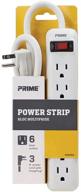 streamline your power needs with prime wire pb801124 6-outlet power strip - 3-feet cord, ideal for home and office use logo