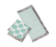 bacati - ikat muslin 2 pc security blankets (grey/mint): soft and soothing comfort for your little ones logo