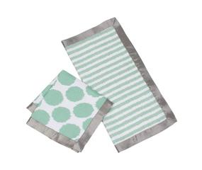 img 1 attached to Bacati - Ikat Muslin 2 Pc Security Blankets (Grey/Mint): Soft and Soothing Comfort for Your Little Ones