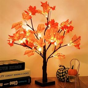 img 4 attached to 🍁 Whonline Fall Tree Thanksgiving Lighted Artificial Maple Tree - Festive 20in 24 LED Table Centerpiece Lights - Battery Powered for Christmas, Autumn Wedding, Party Decoration - Indoor/Outdoor Harvest Home Décor