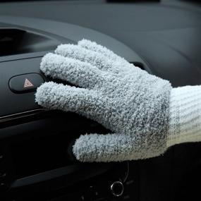 img 1 attached to 🧤 GRATOSO Microfiber Dusting Gloves - Reusable Mitts for House Cleaning, Window Blinds, Lamps, Mirrors, Books, Plants, and Automotive Interiors (1 Pair, Grey)