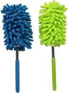 🧹 efficient extendable microfiber hand dusters: washable dusting brush with telescoping pole - ideal for car, computer, air conditioning, tv & more (2pack) logo