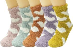 img 3 attached to 🧦 Kabovi 5-Piece Assorted Animal Slipper Socks Set for Girls, Kids, Women - Warm & Cozy Fuzzy Sleeping Socks