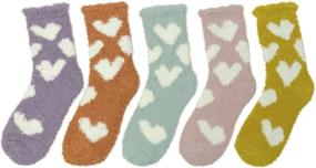 img 1 attached to 🧦 Kabovi 5-Piece Assorted Animal Slipper Socks Set for Girls, Kids, Women - Warm & Cozy Fuzzy Sleeping Socks