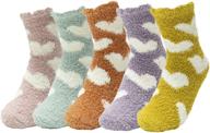 🧦 kabovi 5-piece assorted animal slipper socks set for girls, kids, women - warm & cozy fuzzy sleeping socks logo