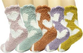 img 2 attached to 🧦 Kabovi 5-Piece Assorted Animal Slipper Socks Set for Girls, Kids, Women - Warm & Cozy Fuzzy Sleeping Socks