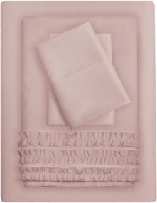 img 2 attached to 💖 Intelligent Design Queen Pink Ruffled Bed Sheets Set for a Stylish Bedroom