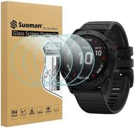 📲 4 пэка suoman защитное стекло для экрана для умных часов garmin fenix 6x pro / 6x pro solar / 6x sapphire - не совместимо с fenix 6/6s. логотип