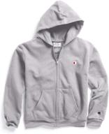 stay warm and stylish with the champion double fleece hooded sweatshirt for boys' clothing logo