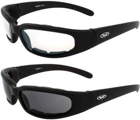 img 4 attached to 🕶️ Global Vision Chicago Padded Motorcycle Sunglasses: Black Frames, Clear + Smoke Lenses - Set of 2 Pairs
