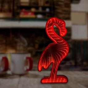 img 4 attached to 🌌 Infinity Mirror Tunnel Light: Stunning LED Flamingo Table Night Light for Party Decor & Bedroom Ambiance