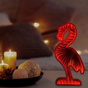 img 2 attached to 🌌 Infinity Mirror Tunnel Light: Stunning LED Flamingo Table Night Light for Party Decor & Bedroom Ambiance