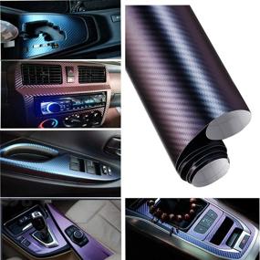 img 2 attached to 🦎 Purple and Blue Chameleon Carbon Fiber Vinyl Wrap for Motorcycles, Computers, Cars - Bubble-Free Self Adhesive Film Roll (1ft x 10ft)