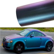 🦎 purple and blue chameleon carbon fiber vinyl wrap for motorcycles, computers, cars - bubble-free self adhesive film roll (1ft x 10ft) logo