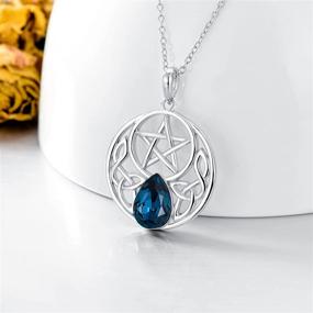 img 3 attached to 🌙 Sterling Silver Celtic Crescent Moon Star Pendant - AOBOCO Pentagram Pentacle Necklace: Wiccan Pagan Jewelry Gift for Women & Girls