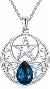 img 4 attached to 🌙 Sterling Silver Celtic Crescent Moon Star Pendant - AOBOCO Pentagram Pentacle Necklace: Wiccan Pagan Jewelry Gift for Women & Girls