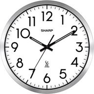 🕰️ sharp atomic analog wall clock - 12 inch silver brushed finish - automatic time setting - battery operated - easy-to-read & user-friendly - versatile design for any decor logo