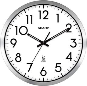 img 4 attached to 🕰️ Sharp Atomic Analog Wall Clock - 12 Inch Silver Brushed Finish - Automatic Time Setting - Battery Operated - Easy-to-Read & User-Friendly - Versatile Design for Any Decor