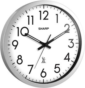 img 3 attached to 🕰️ Sharp Atomic Analog Wall Clock - 12 Inch Silver Brushed Finish - Automatic Time Setting - Battery Operated - Easy-to-Read & User-Friendly - Versatile Design for Any Decor