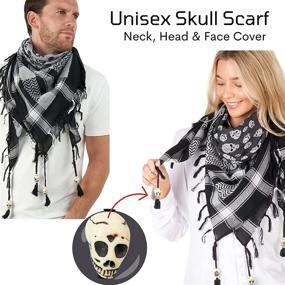 img 1 attached to 🖤 Stylish Black and White Skull Scarf for Women: Unleash Your Edgy Side!