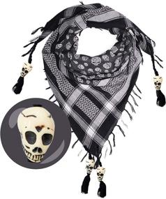 img 4 attached to 🖤 Stylish Black and White Skull Scarf for Women: Unleash Your Edgy Side!