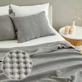img 4 attached to 🛏️ MHD Korean Modal Waffle Blanket: Breathable Lightweight Soft Blanket, Skin-Friendly with Modal Blended Cotton Fabric l Grey, (82" x 105"), Made in Korea