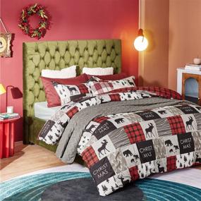 img 3 attached to 🎄 Bedsure Christmas Duvet Cover Set - Reversible Queen Size Christmas Bedding with 2 Pillowcases, Festive Christmas Plaid Design, Buffalo Check Printed Holiday Duvet Cover Set (Queen, Christmas Plaid)