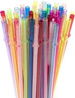 🥤 50 pack of unbreakable reusable plastic drinking straws with 2 cleaning brushes - bpa free, eco-friendly (10.5 inch) - multicolor logo