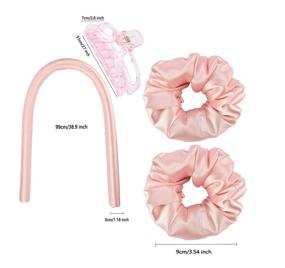 img 3 attached to 💕 Heatless Curling Headband with Silk Ribbon - No Heat Curls Wave Formers for Long and Medium Hair - Pink DIY Hair Styling Tools