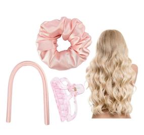 img 2 attached to 💕 Heatless Curling Headband with Silk Ribbon - No Heat Curls Wave Formers for Long and Medium Hair - Pink DIY Hair Styling Tools