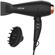 💇 joyyum 1875w salon performance hair dryer with ac motor, ionic technology, 3 heat settings, 2 speeds, cool shot button, concentrator, diffuser - black/gold logo