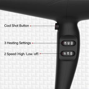 img 1 attached to 💇 JOYYUM 1875W Salon Performance Hair Dryer with AC Motor, Ionic Technology, 3 Heat Settings, 2 Speeds, Cool Shot Button, Concentrator, Diffuser - Black/Gold