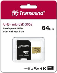 img 1 attached to 💾 Высокопроизводительная карта памяти Transcend 64GB MicroSDXC/SDHC 500S - Надежное решение для хранения данных на ваших устройствах.