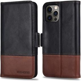 img 4 attached to 📱 KEZiHOME Wallet Case for iPhone 12 Pro Max | Genuine Leather [RFID Blocking] Cover with Credit Card Slots | Flip Folio Magnetic Stand Phone Case | Compatible with iPhone 12 Pro Max 5G (6.7 inch) | Black/Brown Color Option