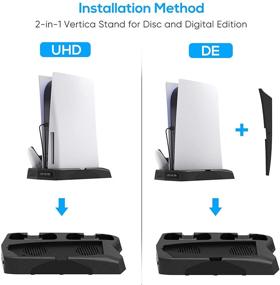 img 3 attached to 🎮 YUANHOT Vertical Cooling Stand for PS5 Console - Black | Controller Charger Ports and Retractable Game Storage Included