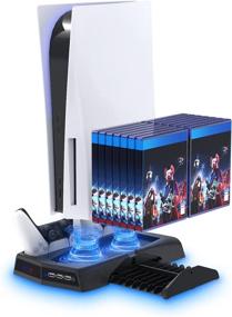 img 4 attached to 🎮 YUANHOT Vertical Cooling Stand for PS5 Console - Black | Controller Charger Ports and Retractable Game Storage Included