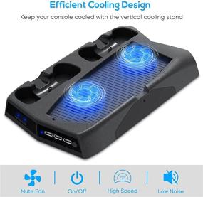 img 1 attached to 🎮 YUANHOT Vertical Cooling Stand for PS5 Console - Black | Controller Charger Ports and Retractable Game Storage Included