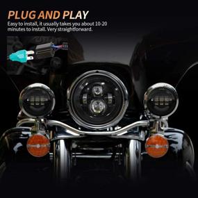 img 1 attached to 7 Inch Round LED Headlight Bulb Kit with 4.5 Inch Passing Lamps Fog Lights Mounting Ring for Harley-Davidson Street Glide, Ultra Classic, Road King, Electra Glide, and more (Black)