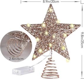 img 2 attached to 🎄 MAGAIO 10 Inches Rose Gold Glittered Christmas Tree Topper with 20 LED Lights - Winter Xmas Decorations for Home Party Holiday - Warm White