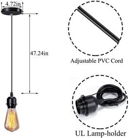 img 2 attached to Электрический набор для промышленной мини-подвесной люстры Elibbren - со стандартным цоколем E26 E27, в стиле ретро с лампой в черном корде, осветительное устройство с UL-сертифицированным держателем лампы - идеально подходит для кухни, спальни, дома, коридора, студии, офиса - упаковка из 4 штук.